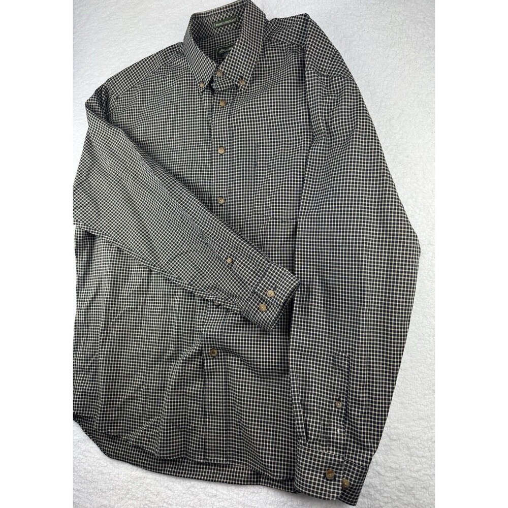 Eddie Bauer Shirt Mens L Black Plaid Long Sleeve Wrinkle Free
